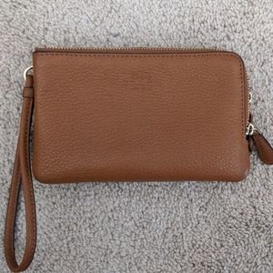 Coach Pebble Leather Double Zip Wristlet